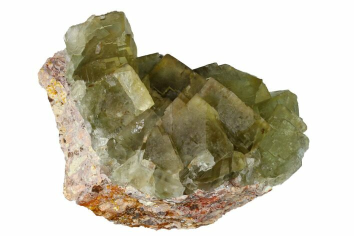 Yellow-Green, Cubic Fluorite Crystal Cluster - Morocco #164552